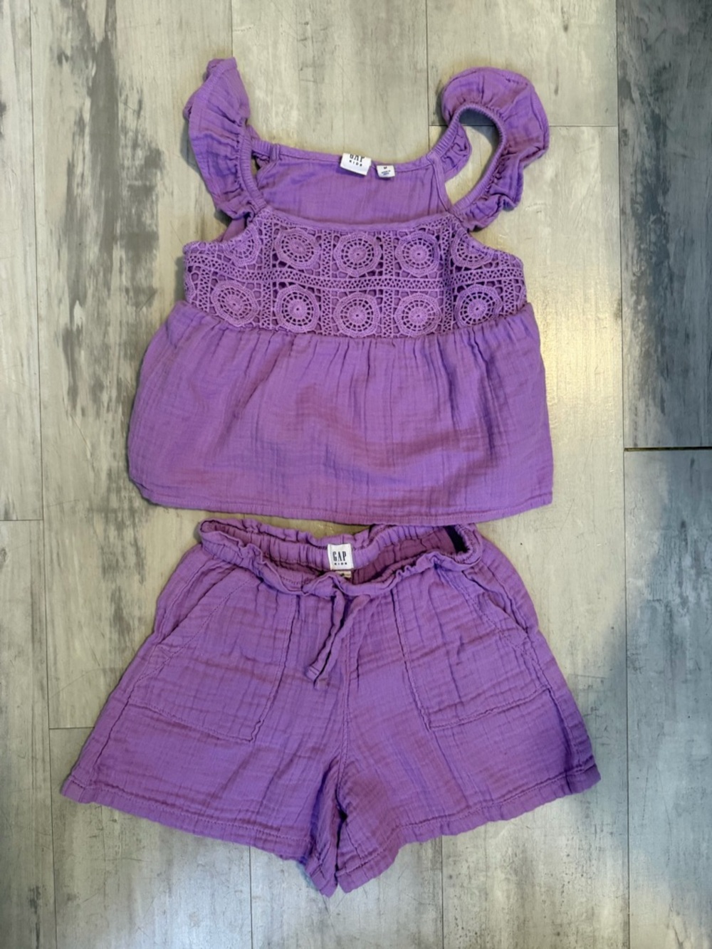 GAP Girls Lavender Purple Crochet-Trim Tank with Matching Shorts